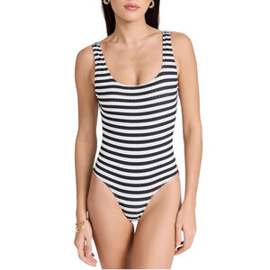 NWT Solid & Striped The Annemarie One Piece Black White Striped Swimsuit XL ...